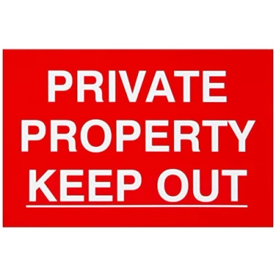 Image of Scan SCA1652 Self adhesive PVC sign Private property Keep out 300 x 200mm