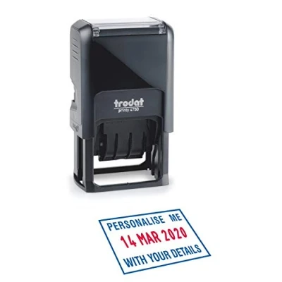 Image of Personalised Custom Office and Business Dater Stamp 4750 Allows 1+1 Lines of Text Impression Size 39 x 23 mm + Date 4