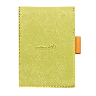 Image of RHODIA 118206C Clipboard Case + Stapled Notepad No. 11 Anise A7 Lined 80 Detachable Sheets White Clairefontaine Paper g/m Pencil Holder Faux Leather Rhodiarama Collection