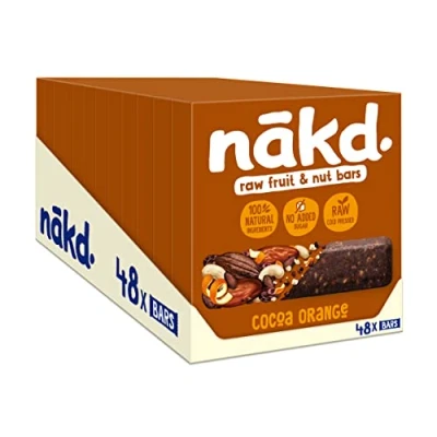 Image of Nakd Cocoa Orange Natural Fruit &amp; Nut bars Vegan Healthy Snack Gluten Free 35g x 48