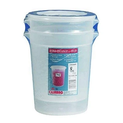 Image of Cambro 8 Quart Round Food Storage Container with Lid, Set of 2