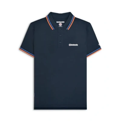 Image of Lambretta Mens Tipped Polo Shirts (UK, Alpha, M, Regular, Navy/Blue/Pumpkin)