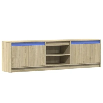 Image of vidaXL TV Cabinet with LED Stand Media Unit in Sonoma Oak Engineered Wood Ample Storage 139.5 x 34 50 cm