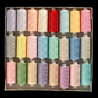 Image of Coats Moon Assorted 120s Sewing Machine Polyester Thread Cotton 1000 Yards (Light Set)