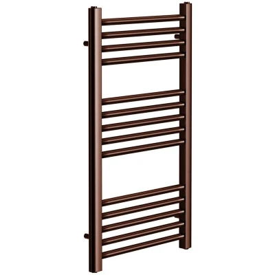 Image of Greened House Brushed Bronze Straight Heated Towel Rail 500mm W x 800mm H Flat Central Heating Radiator