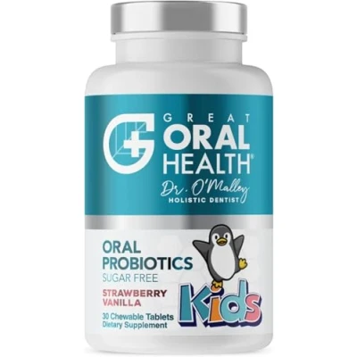 Image of Childrens Oral Probiotics Care Probiotic for Kids Cavity Prevention &amp; Bad Breath Treatment Supplement w/BLIS K12 M18 Mouth Gum Health Dentist Formulated 30 Lozenge Strawberry eBook Included