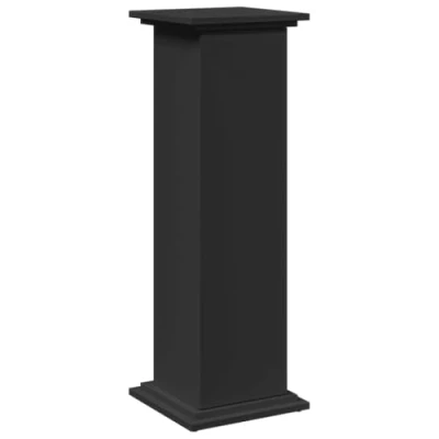 Image of vidaXL Display Stand 3 Tier Black Engineered Wood Plant Shelf with Storage Compartments 31x30x90cm