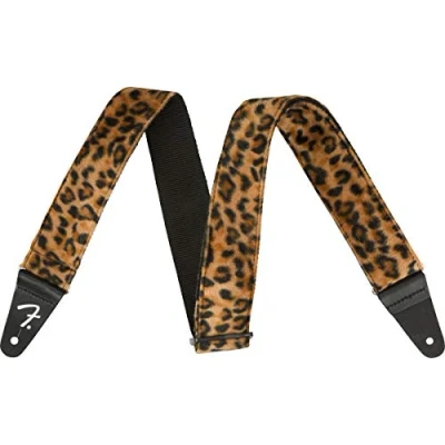 Image of Fender® Wild Animal Print Guitar Strap Leopard. Suitable for Electric, Acoustic &amp; Bass Guitars
