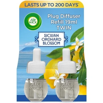 Image of Airwick Air Freshener Plug In Diffuser Twin Refill Room FreshenerSicilian Orchard Blossom2 x 19ml Lasts Up to 200 Days (100 per refill)