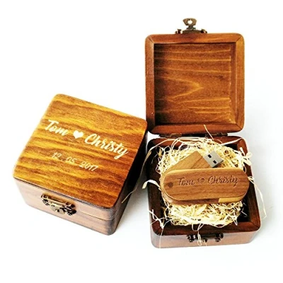 Image of Joeliu Personalised Wooden Swirl Walnut 8GB USB Flash Drive, Engraved wood Drive Custom Box, Wedding Photo Storage Gift, Birthday Business Promotional Gift (USB in box)