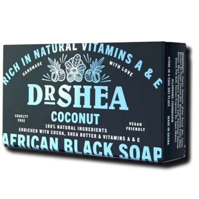 Image of Coconut African Black Soap 100g Vegan Organic &amp; Natural Antibacterial Body Face Hand Wash Authentic Raw from Ghana.