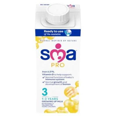 Image of SMA PRO Growing Up Baby Milk 1 3 Years Ready to Use Liquid Formula 200 ml (Pack of 12)