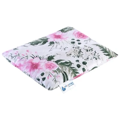 Image of Medi Partners Cherry Stone Cushion Large Heat Pillow 500 g Rectangle 20x25 cm Natural 100% Cotton + Cold Therapy Massage (Pink Flowers)