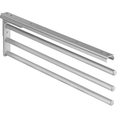 Image of Gedotec Towel Rail H6008 3 Arm Extendable 1 Piece Tea Holder Length 465 mm in Silver Bathroom &amp; Kitchen Cupboard Swivelling 90 Made Germany