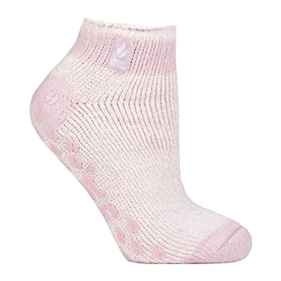 Image of HEAT HOLDERS Ladies Low Cut Ankle Slipper Socks with Non Slip Rubber Sole (4 7, Dusted Pink (Pisa))