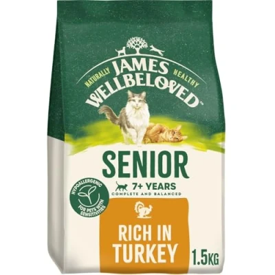 Image of James Wellbeloved Hypoallergenic Dry Cat Food for Senior Cats Turkey 3x1.5 kg