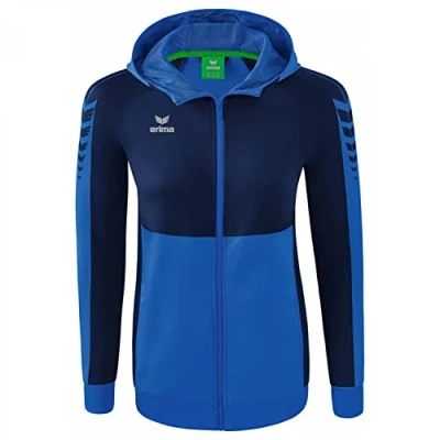 Image of Erima Women&#039;s Six Wings Training Jacket with Hood, New Royal/New Navy, 40