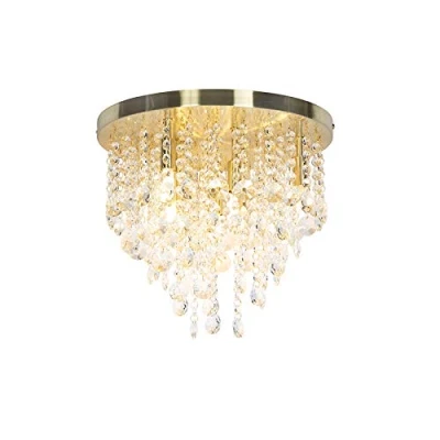 Image of Qazqa Classic Ceiling Lamp I Flush Light Gold Brass 35 cm Medusa Art Deco Suitable for LED G9 7 Glass Living Room Kitchen Bedroom