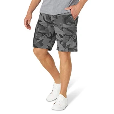 Image of Wrangler Authentics Men&#039;s Classic Cargo Stretch Short, Anthracite Camo, 36