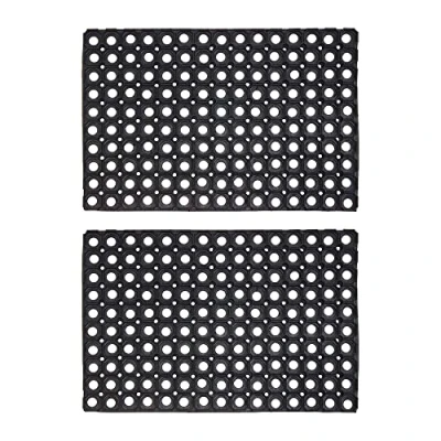 Image of JVL Rondo Rubber Ring Scraper Doormat, 40x60cm, Pack of 2