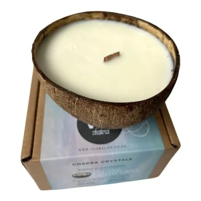 Image of Vie Naturals Handmade Candle in a Natural Coconut Shell, Lavender