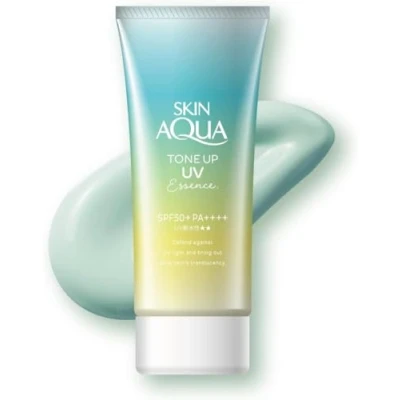 Image of Skin Aqua Rohto Sunscreen Tone Up UV Essence 80g SPF50+/PA++++ Mint Green