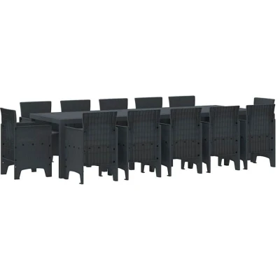 Image of vidaXL 13 Piece Garden Dining Set with Cushions Anthracite Poly Rattan
