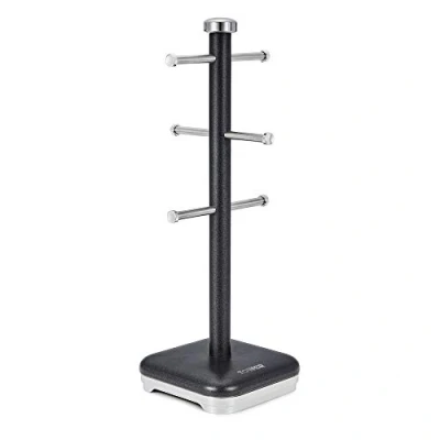 Image of Tower T826016B Kitchen Tree, Glitz Range, 6 Cups Mug Stand, Steel, Noir, One Size
