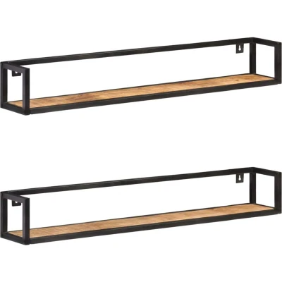 Image of vidaXL Wall Shelves 2 pcs 120 cm Rough Mango Wood