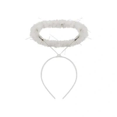 Image of The Fancy Dress® Women Angel Fairy Wings And Halo Dark Halloween Party Costume Adult Black Headband &amp; Fallen Dress Outfit (White Headband)