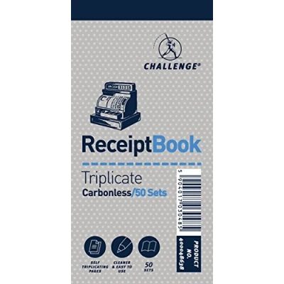 Image of Challenge Triplicate Receipt Book, Carbonless, 50 Pages, 10 pack (140 x 170 mm)