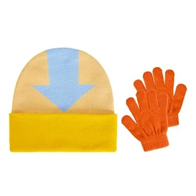 Image of Concept One Boys&#039; Avatar The Last Airbender Aang Arrow Kids Beanie Cap and Glove Set, Winter Knit Hat, Multi, Size
