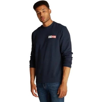 Image of Tommy Jeans Entry Graphic CREW Sweatshirt, Men&#039;s, Size: 34, Dark night navy