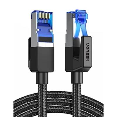 Image of UGREEN Ethernet Cable 3M, Cat 8 Internet High Speed 40Gbps 2000MHz RJ45 LAN Cable, F/FTP POE Braided Gigabit Network Compatible with Xbox/Switch/PS5/WiFi Extender/Router/Modem Patch Panel