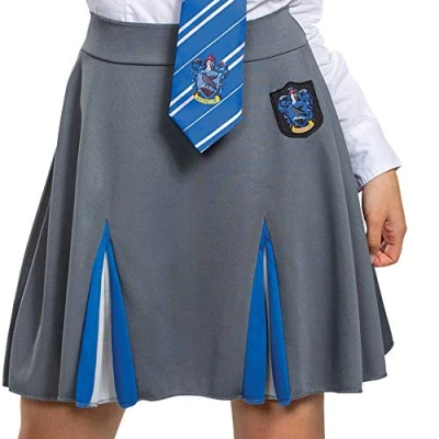 Image of Disguise 108299F Ravenclaw Skirt, Official Harry Potter Wizarding World House Themed Dress Bottom Costume, Gray &amp; Blue, X Large