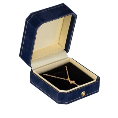 Image of Necklace Box Velvet Pendant Gift Long Chain Jewelry Display Boxes Earring Bracelet Storage Case for Wedding Engagement (Blue)