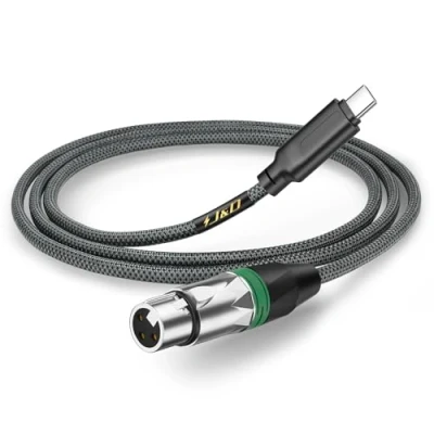 Image of J&amp;D USB C to XLR Microphone Audio Cable for Recording, Dynamic Microphone, Braided Female Compatible iPhone 15/15 Plus/15 Pro/15 Pro Max, MacBook, 2 Meter