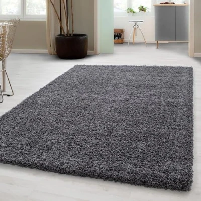 Image of Small Extra Large Size Thick Modern Plain Non Shed Soft Shaggy Rugs Carpets Rectangle &amp; Round Colours Anthracite Beige Brown Cream Green Grey Lightgrey Purple Red Terra Navy Rugs, Size:160 x 230 cm, Colour: