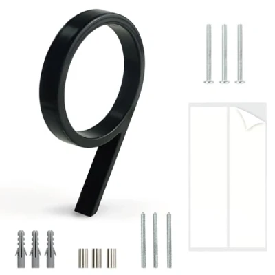 Image of HASWARE 5 inch Floating House Number: Modern Door Numerals Signage for Street Post Office (Upgraded Black, 9)