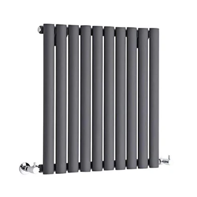 Image of Milano Aruba Anthracite Horizontal Single Oval Panel Radiator 635mm x 595mm