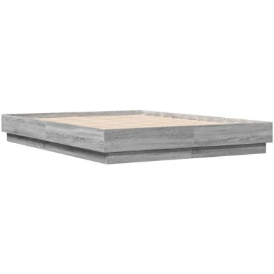 Image of vidaXL Bed Frame with LED without Mattress Grey Sonoma 135x190 cm Double