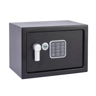 Image of Yale Small Alarmed Value Safe, 130dB Built In Alarm, Steel Construction, Locking Bolts, Emergency Overide Key, Wall And Floor Fixings, Black, YEC/200/DB1