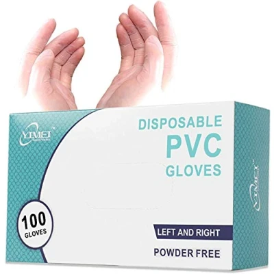 Image of Vinyl Disposable Gloves PVC Medical Glove Clear Powder Free Latex Patient Examination Large 100 Pcs