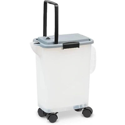 Image of PetFusion BetterBin Portable Litter Storage Bin Container (16.5 x 11.7 19 lwh) Holds up to 25 lbs/10 Gallons; Great for Dry Dog &amp; Cat Food Adj Spout, Back Top Handles, Heavy Duty Wheels