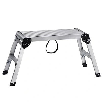 Image of VEVOR Folding Work Platform, 330 lbs Load Capacity, Aluminum Drywall Stool Ladder, Heavy Duty Bench w/Non Slip Feet, Ideal for Washing Vehicles, Cleaning, Painting, Decorating