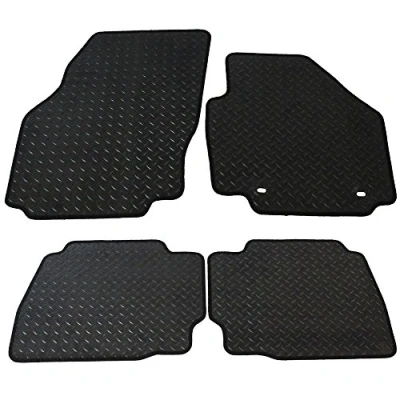 Image of JVL 1097R Fully Tailored Rubber Car Mat, Set of 4, Black