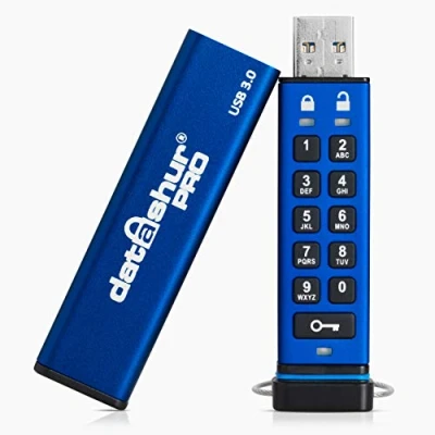 Image of iStorage datAshur PRO 64 GB Encrypted USB Memory Stick FIPS 140 2 Level 3 Certified Password protected Dust/Water Resistant