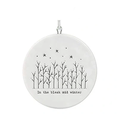 Image of EAST OF INDIA Flat Porcelain Bauble Bleak Mid Winter Christmas Decoration