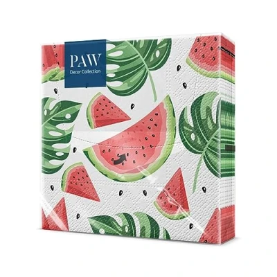 Image of PAW Napkins 3 Ply (33 x 33 cm) I 20 Pieces Perfect for Birthdays, Parties, Weddings, Communion and Celebrations Paper Colorful Patterns with Fruits, Watermelons Tasty