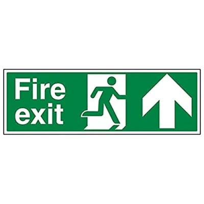Image of V Safety Fire Exit Arrow Up 450 X 150mm